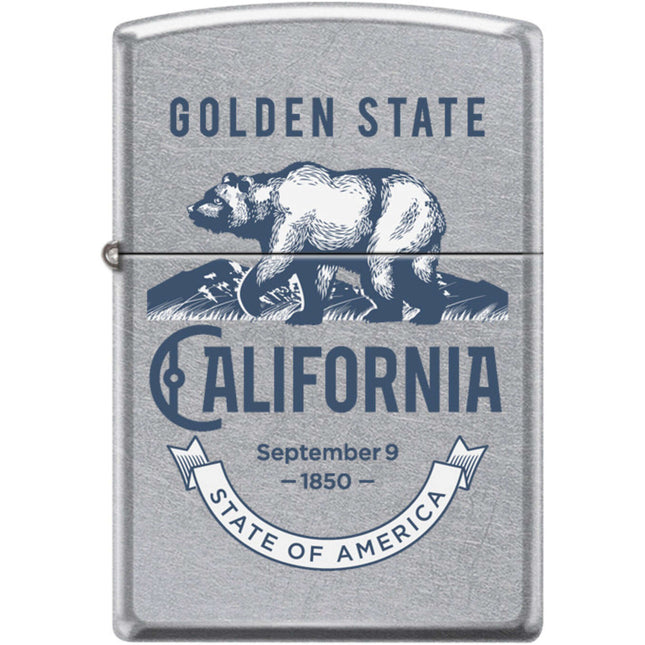 Zippo Windproof Pocket Lighter - California Golden State Street Chrome Metal | XC523