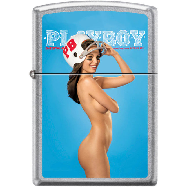 Zippo Windproof Pocket Lighter - Playboy October 2012 Street Chrome Metal | XC533