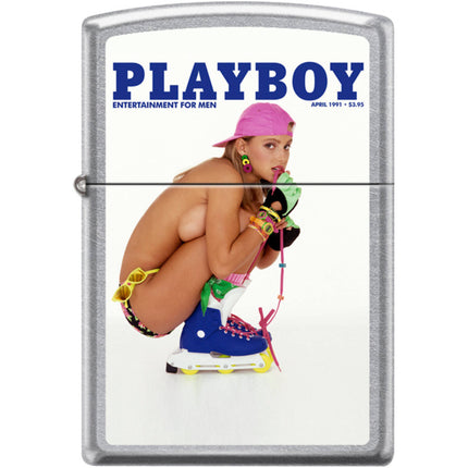 Zippo Windproof Pocket Lighter - Playboy April 1991 Street Chrome Metal | XC534