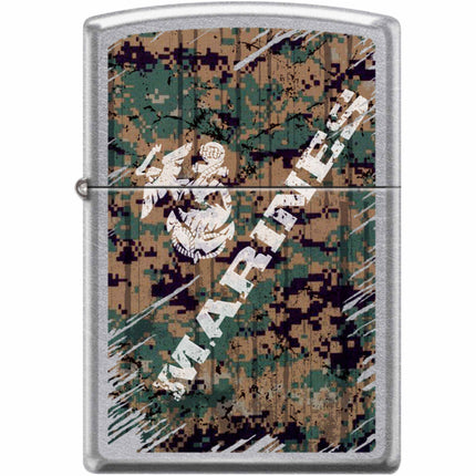 Zippo Windproof Pocket Lighter - USMC Street Chrome Metal | XC537