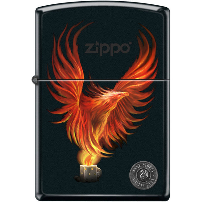 Zippo Windproof Pocket Lighter - Anne Stokes Firebird Black Matte Metal | XC540