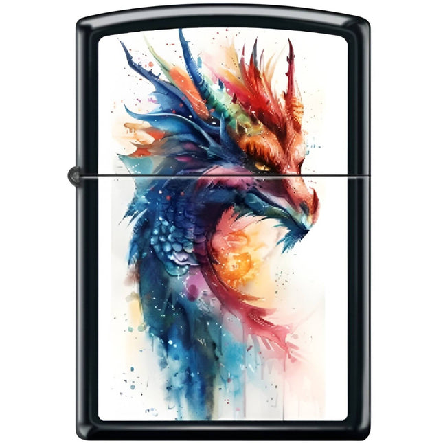 Zippo Windproof Pocket Lighter - Watercolor Dragon Black Matte Metal | XC322