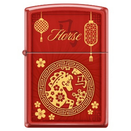 Zippo Windproof Pocket Lighter - Zodiac Horse Red Matte Metal | XC334