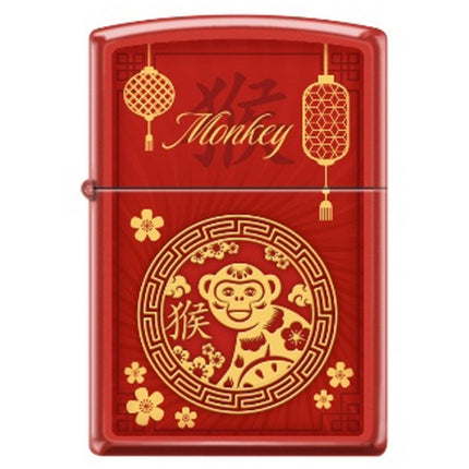 Zippo Windproof Pocket Lighter - Zodiac Monkey Red Matte Metal | XC336