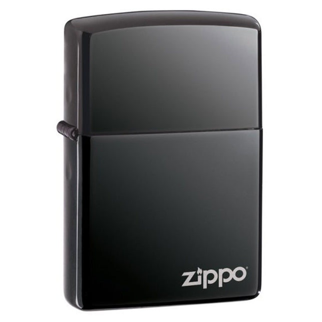 Zippo Lighter: Classic Black Ice Dark Chrome with Zippo Logo | 150ZL