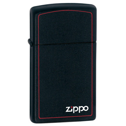 Zippo Lighter: Sim Red Border Black Matte with Zippo Logo | 1618ZB