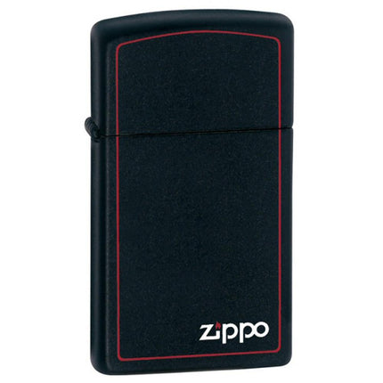 Zippo Lighter: Sim Red Border Black Matte with Zippo Logo | 1618ZB