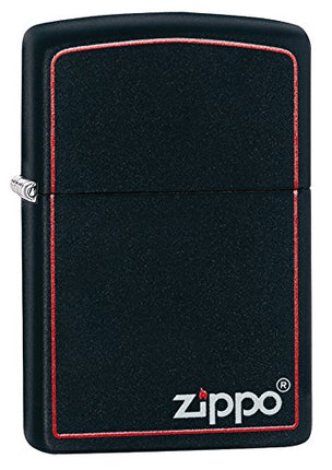 Zippo Lighter: Classic Black Matte with Red Border and Zippo Logo | 218ZB