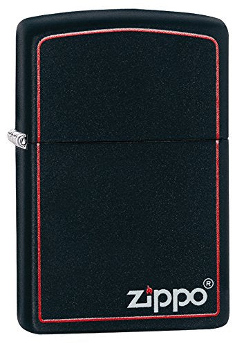 Zippo Lighter: Classic Black Matte with Red Border and Zippo Logo | 218ZB