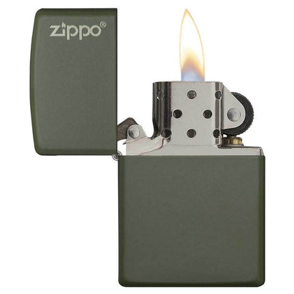Zippo Lighter: Classic Zippo Logo Green Matte | 221ZL