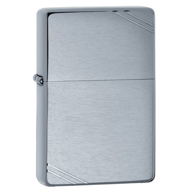 Zippo Lighter: Vintage Brushed Chrome with Slashes | 230