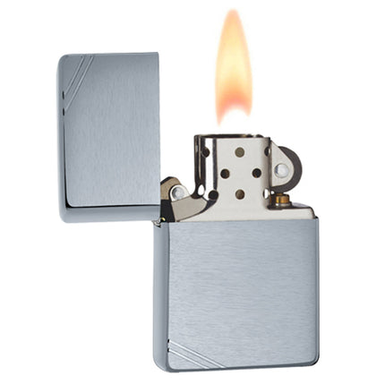 Zippo Lighter: Vintage Brushed Chrome with Slashes | 230
