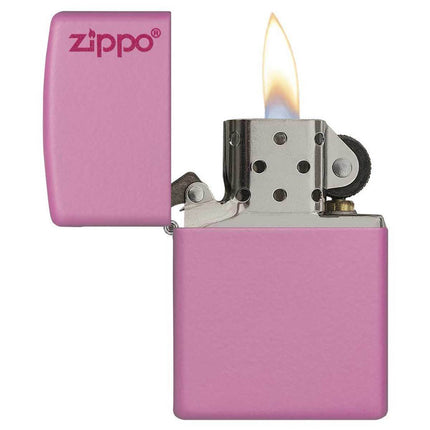 Zippo Windproof Pocket Lighter - Classic Zippo Logo Pink Matte | 238ZL