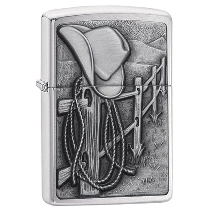Zippo Lighter: Resting Cowboy Brushed Chrome | 24879