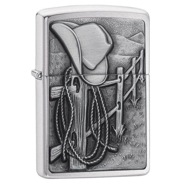 Zippo Lighter: Resting Cowboy Brushed Chrome | 24879