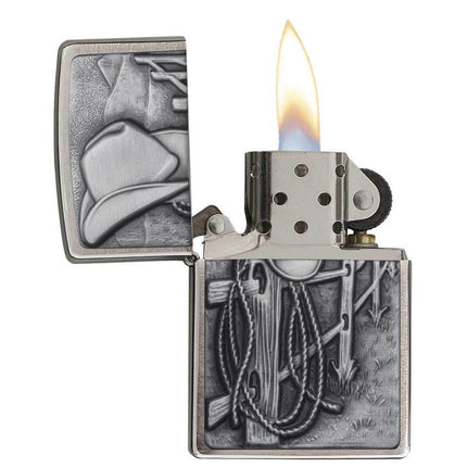 Zippo Lighter: Resting Cowboy Brushed Chrome | 24879
