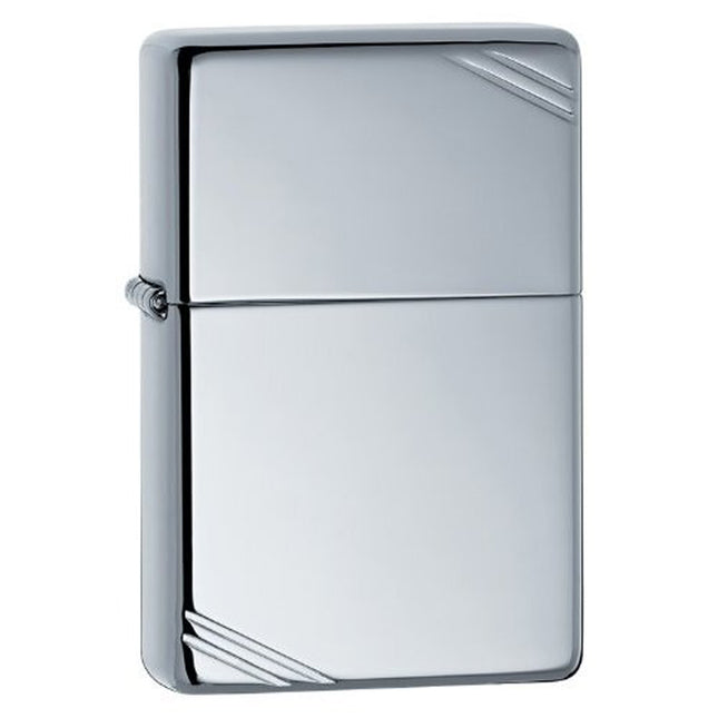 Zippo Lighter: Vintage High Polish Chrome with Slashes | 260