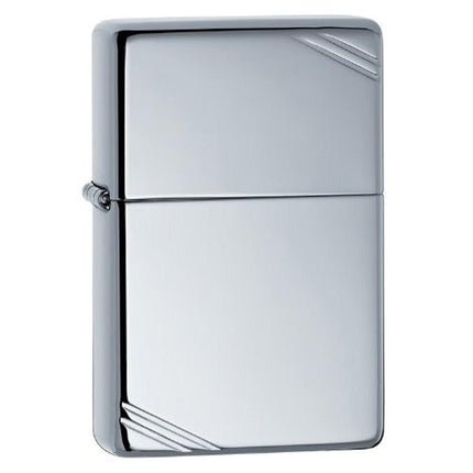 Zippo Lighter: Vintage High Polish Chrome with Slashes | 260