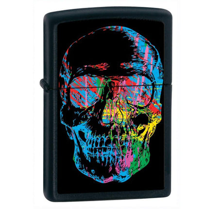 Zippo Lighter: Colorful Skull Black Matte | 28042