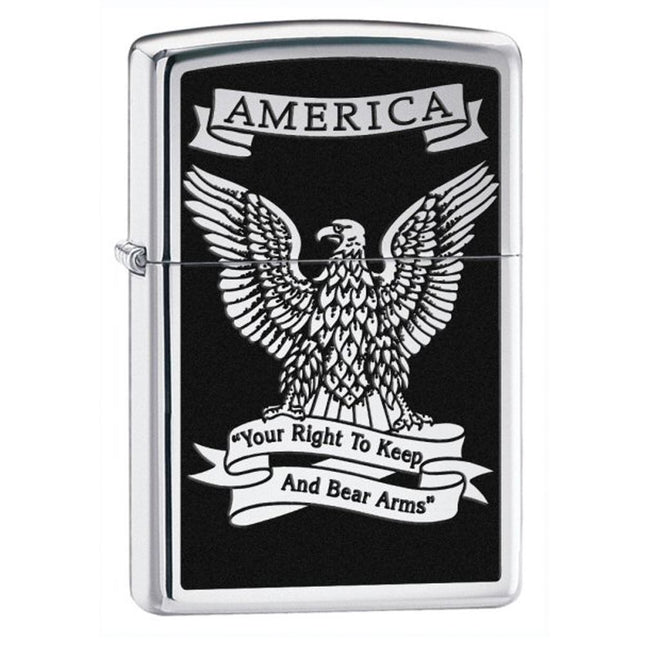 Zippo Lighter: America Eagle High Polish Chrome | 28290