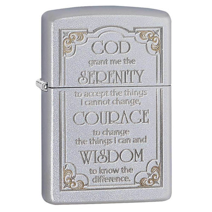 Zippo Lighter: Serenity Prayer Satin Chrome | 28458