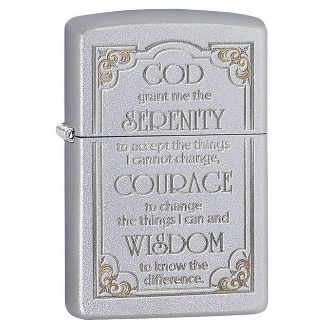 Zippo Lighter: Serenity Prayer Satin Chrome | 28458