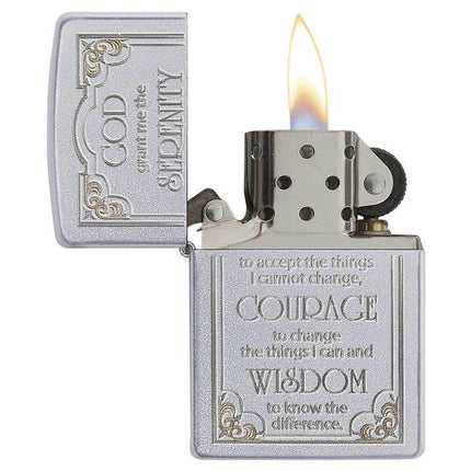Zippo Lighter: Serenity Prayer Satin Chrome | 28458
