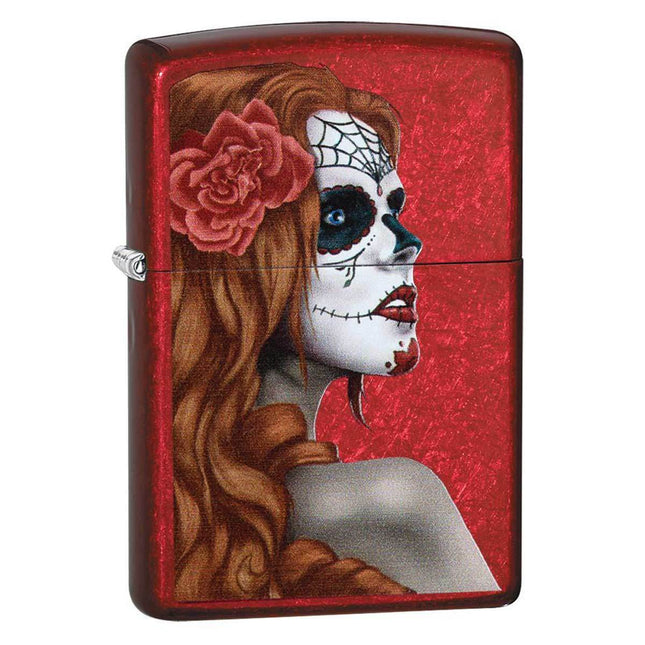 Zippo Lighter: Day of The Dead Girl Candy Apple Red | 28830