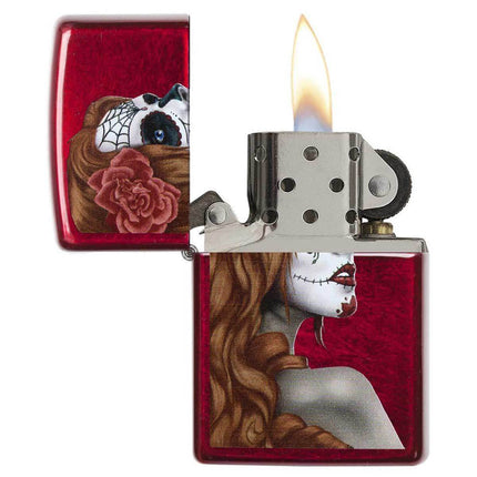 Zippo Lighter: Day of The Dead Girl Candy Apple Red | 28830