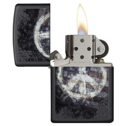 Zippo Windproof Pocket Lighter - Peace on Flag Black Matte | 28864