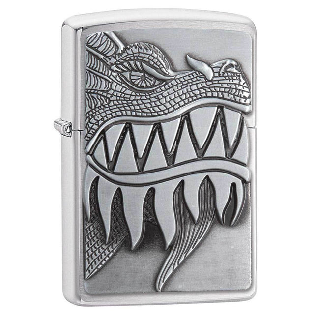 Zippo Windproof Pocket Lighter - Fire Breathing Brushed Chrome | 28969