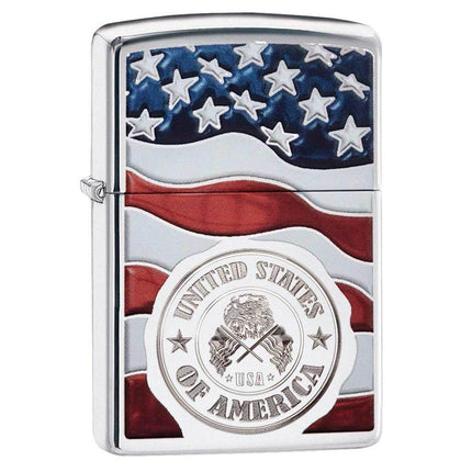 Zippo Lighter: American Stamp On Flag High Polish | 29395