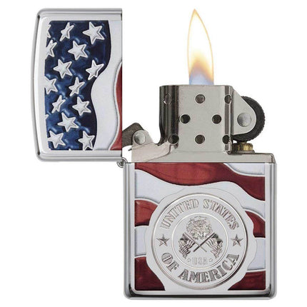 Zippo Lighter: American Stamp On Flag High Polish | 29395