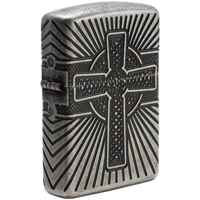 Zippo Lighter: Armor Celtic Cross Antique Silver | 29667