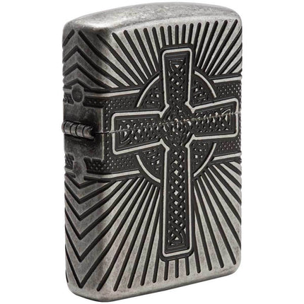 Zippo Lighter: Armor Celtic Cross Antique Silver | 29667