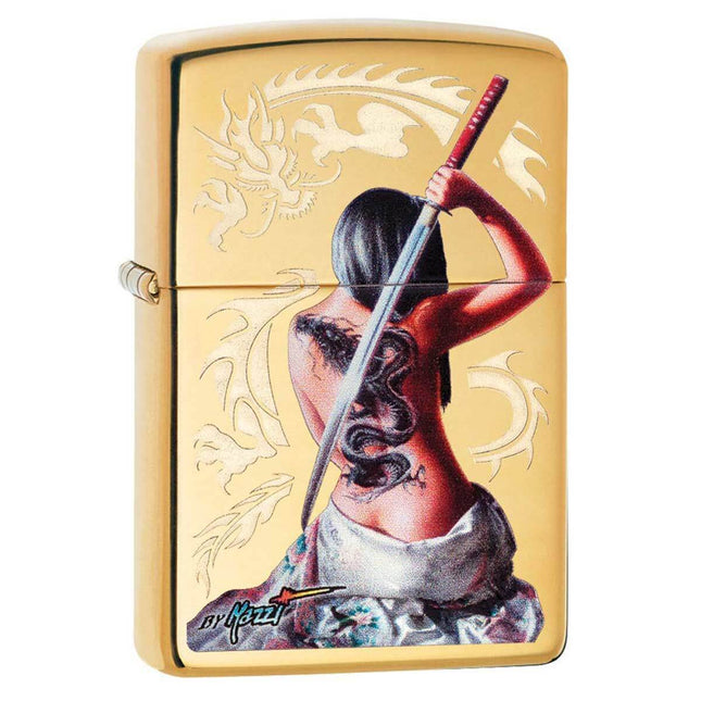 Zippo Lighter: Mazzi Dragon Lady with Sword | 29668