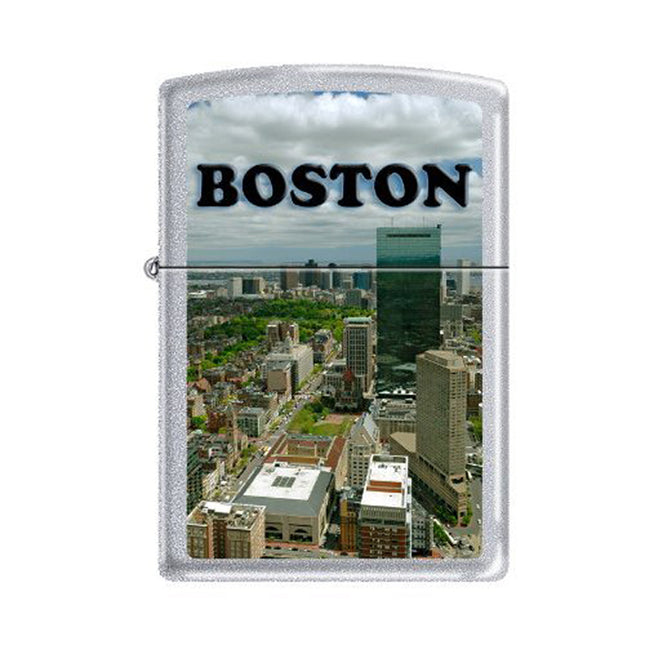 Zippo Lighter: Boston City Skyline Satin Chrome | AD204