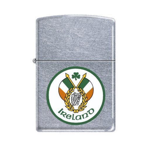 Zippo Lighter: Ireland Flag Satin Chrome | AD220