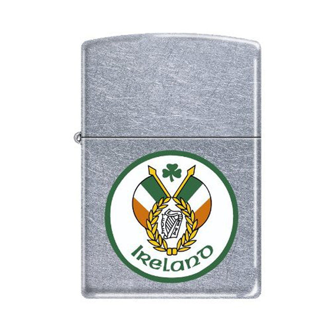Zippo Lighter: Ireland Flag Satin Chrome | AD220