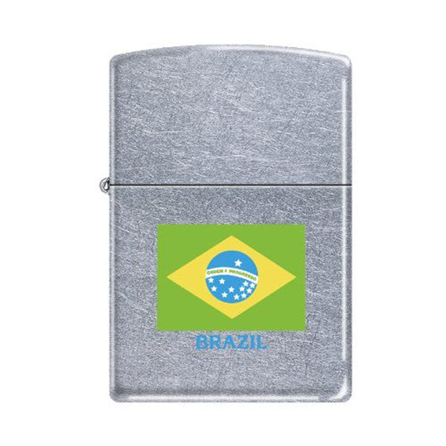 Zippo AD221 Classic Brazilian Patriotic Flag Street Chrome Windproof Lighter
