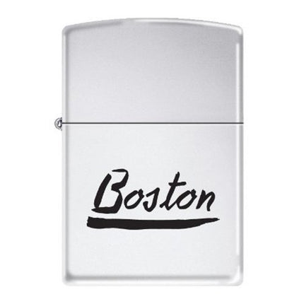 Zippo Lighter: Boston Script High Polish Chrome | AD228
