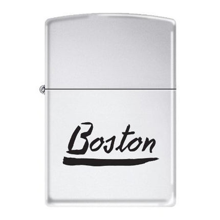 Zippo Lighter: Boston Script High Polish Chrome | AD228