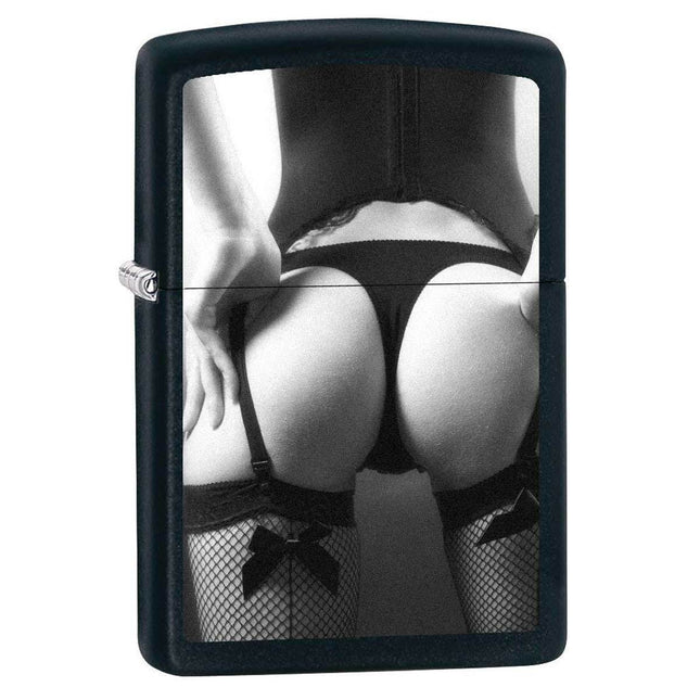 Zippo Lighter: View From Behind Black Matte | AD410