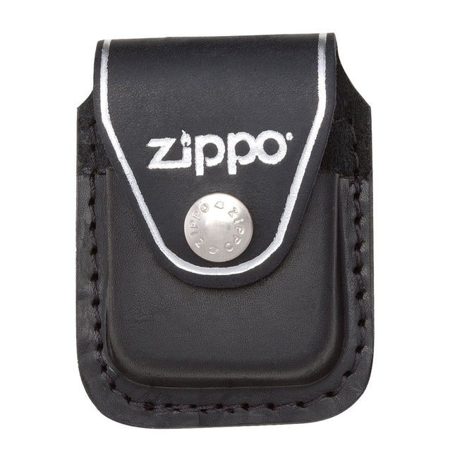 Zippo Black Leather Lighter Pouch with Clip | LPCBK
