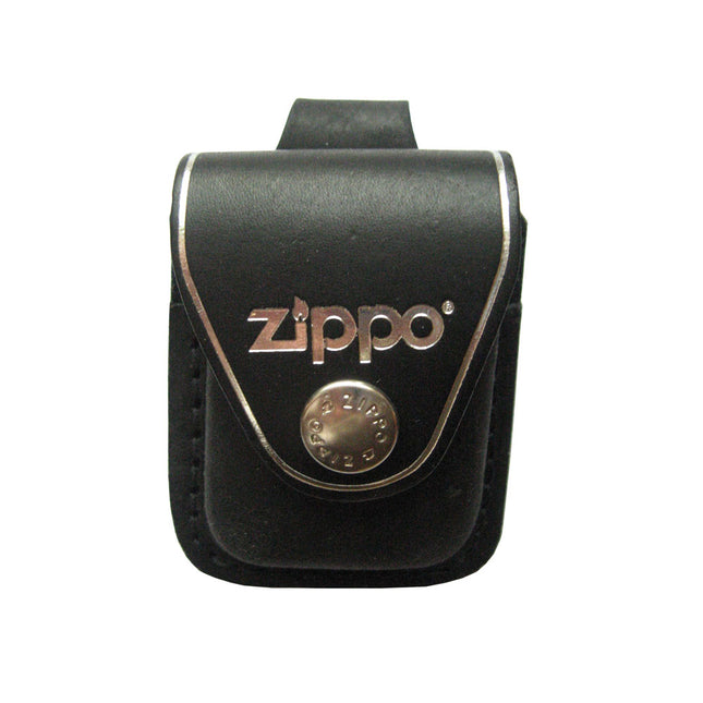 Zippo Black Leather Lighter Pouch with Loop | LPLBK