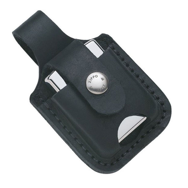 Zippo Black Leather Lighter Pouch with Loop and Thumb Notch | LPTBK