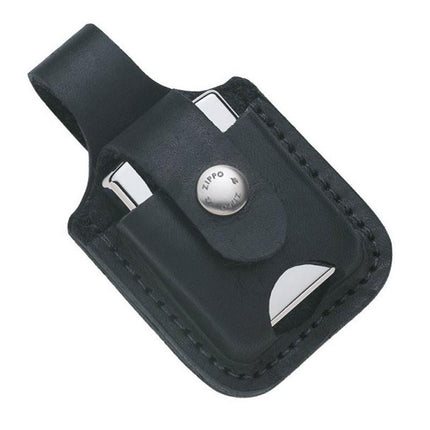 Zippo Black Leather Lighter Pouch with Loop and Thumb Notch | LPTBK