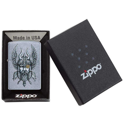 Zippo Lighter: Viking Warrior Design Street Chrome | 29871