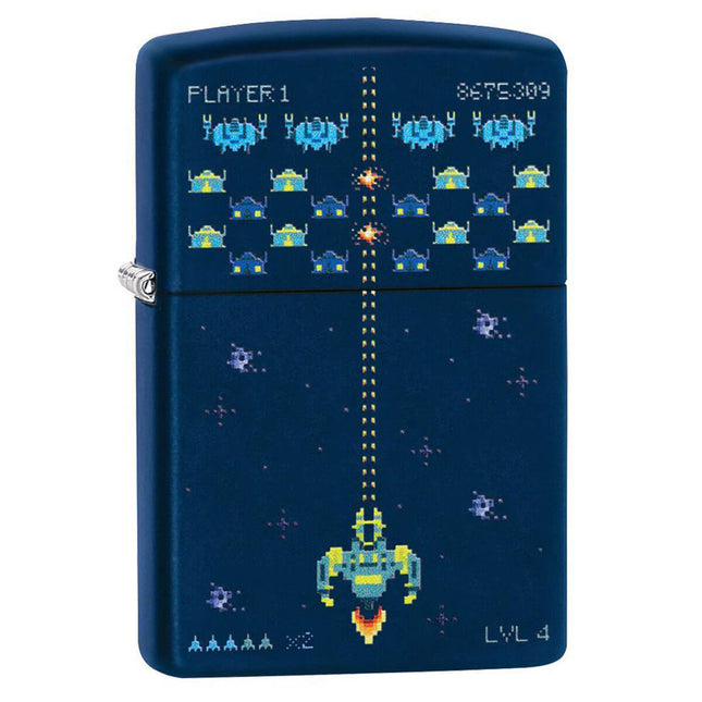 Zippo Lighter: Pixel Game Design Navy Matte Finish | 49114