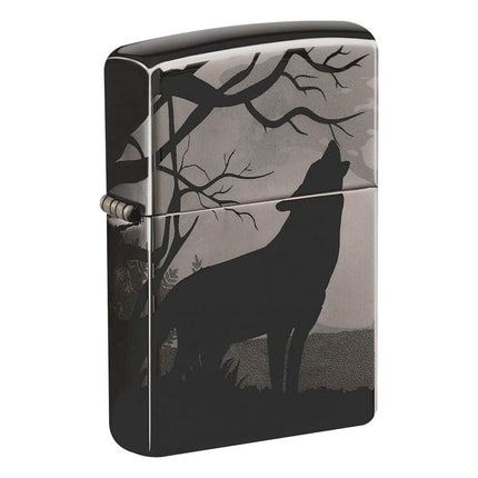 Zippo Lighter: Wolves Design Black Ice | 49188